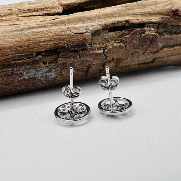Tree Of Life Sterling Silver CZ Stud Earrings - Picture 5 of 5